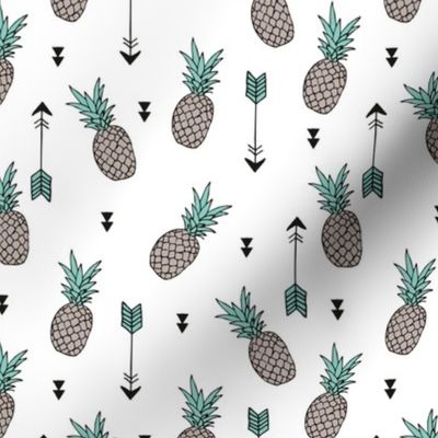 Tropical indian summer pineapple fruit geometric arrows soft green gender neutral