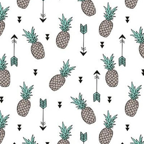Tropical indian summer pineapple fruit geometric arrows soft green gender neutral