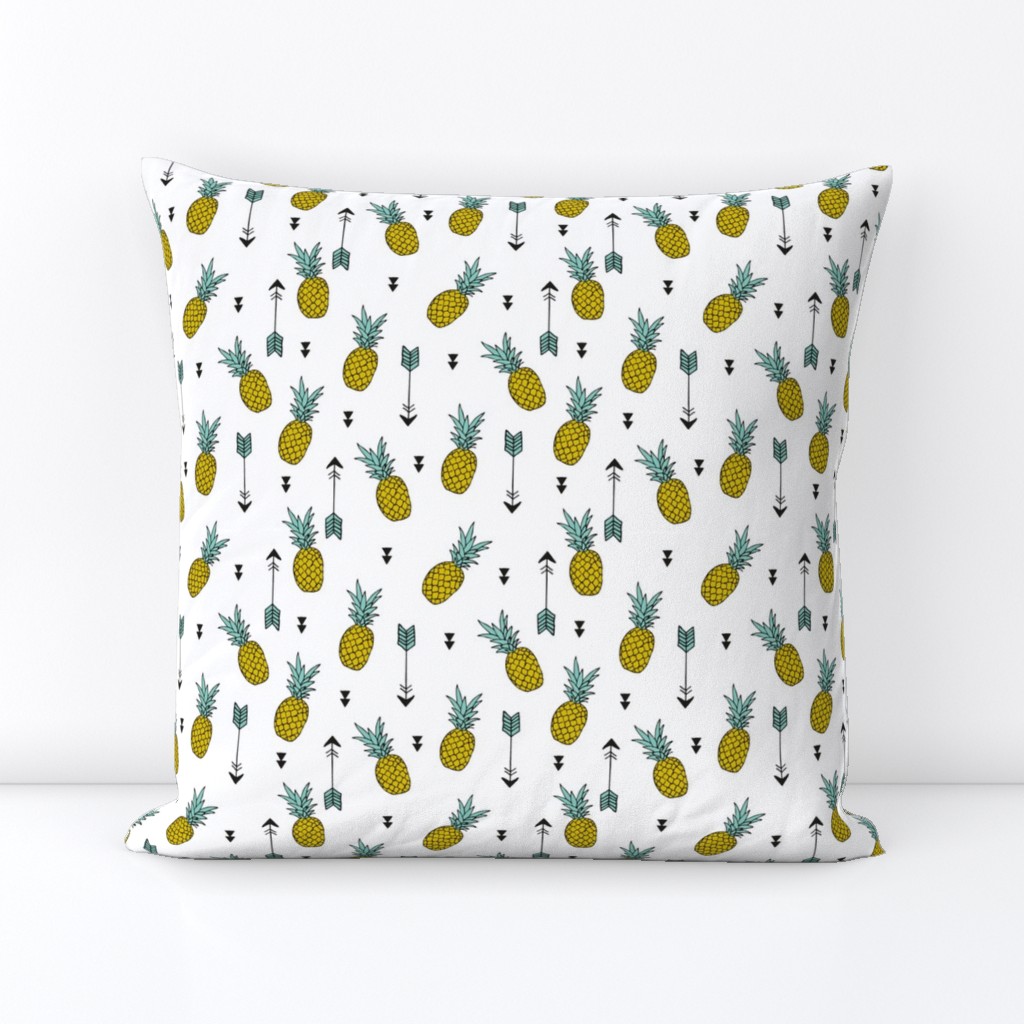 Tropical indian summer pineapple fruit geometric arrows yellow green gender neutral
