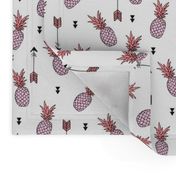 Tropical indian summer pineapple fruit geometric arrows soft pastel pink lilac