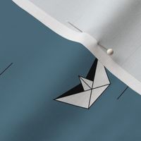 Origami boats - dusty blue