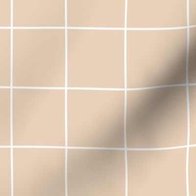 Grid - pastel nude dusty pale orange squares fabric - sunny_afternoon - Spoonflower