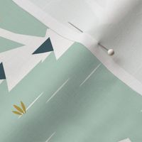 swans - geometric origami swans lake pond mint 