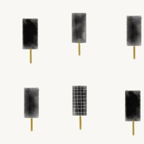 watercolor ice cream icy poles popsicle black and white mustard kids fun