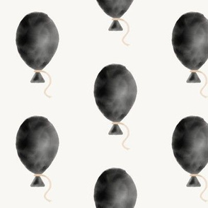 Watercolor balloons - black with peach string, kids fun