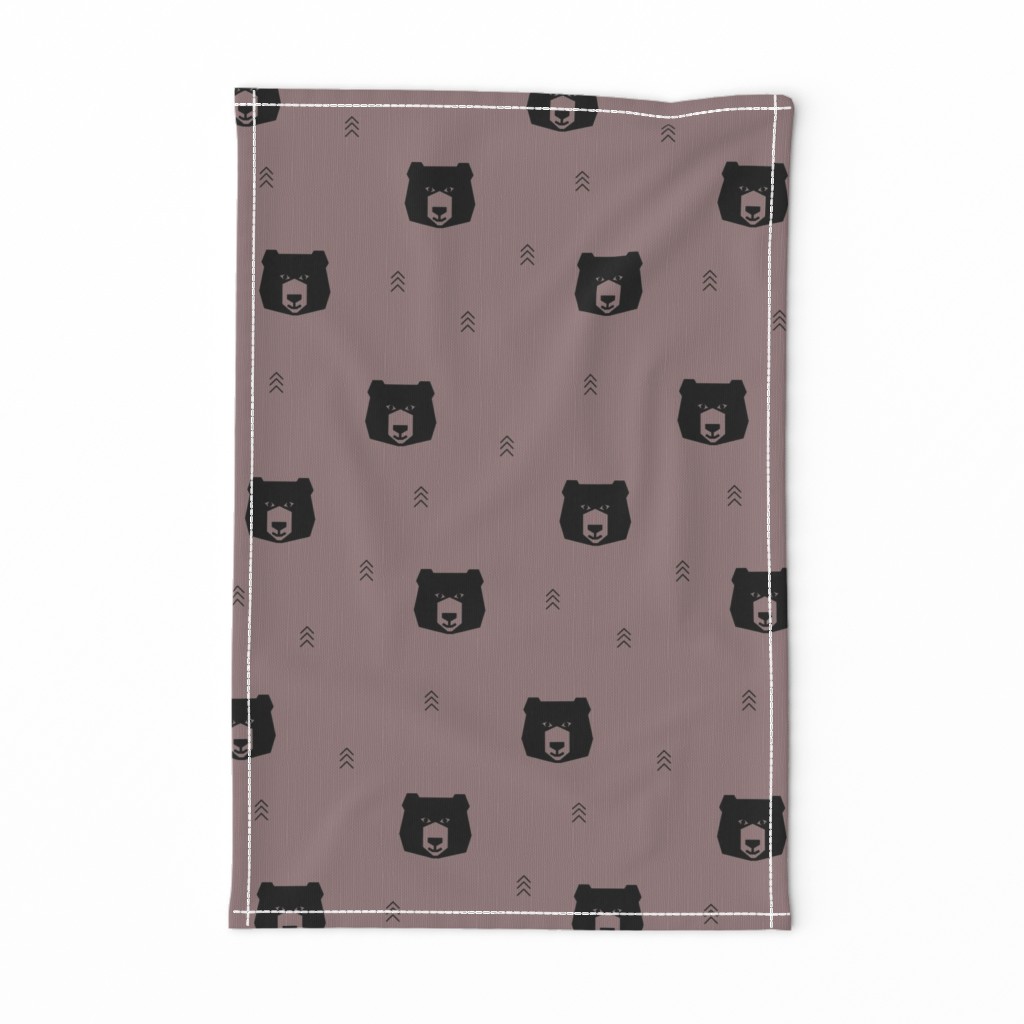 Bear head - geometric bear black on mauve 