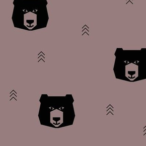 Bear head - geometric bear black on mauve 