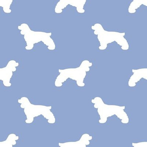 Cocker Spaniel silhouette fabric dog breeds cerulean