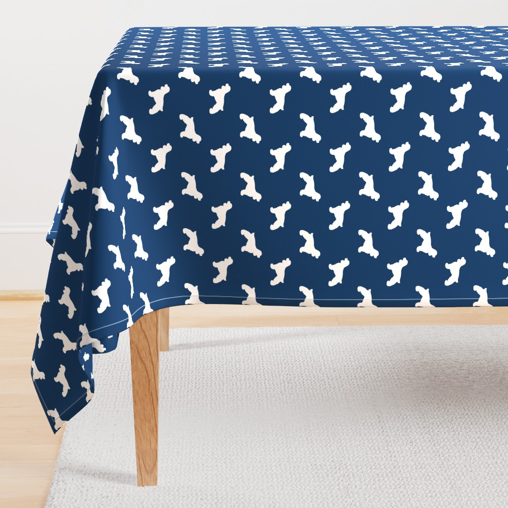 Cocker Spaniel silhouette fabric dog breeds navy