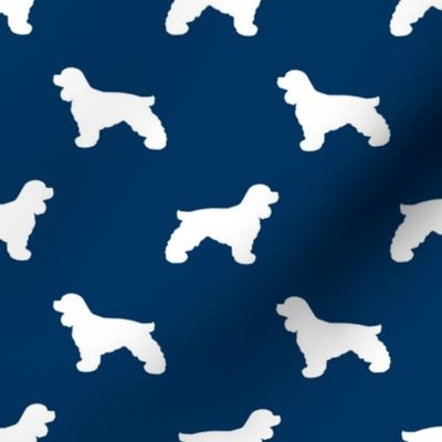 Cocker Spaniel silhouette fabric dog breeds navy