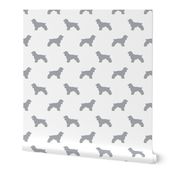 Cocker Spaniel silhouette fabric dog breeds white and grey