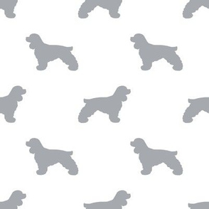 Cocker Spaniel silhouette fabric dog breeds white and grey