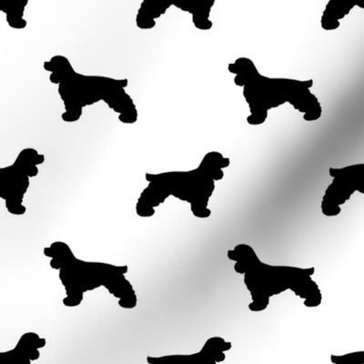 Cocker Spaniel silhouette fabric dog breeds white