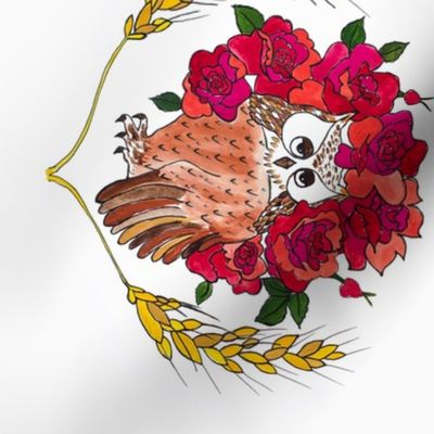 Owl in a Rose Halo