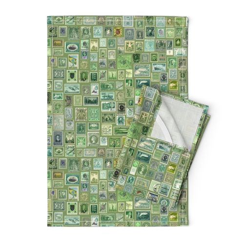 green stamp collection: international stamps on vintage green