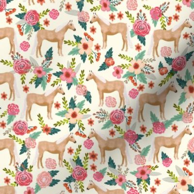 Palomino Horse fabric florals horses cream