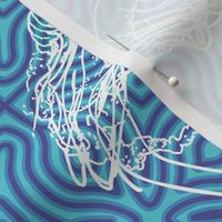 Blue Jellyfish Elegance: Serene Aquatic Abstract in Cool Tones