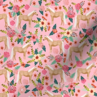 Palomino Horse fabric florals horses pink