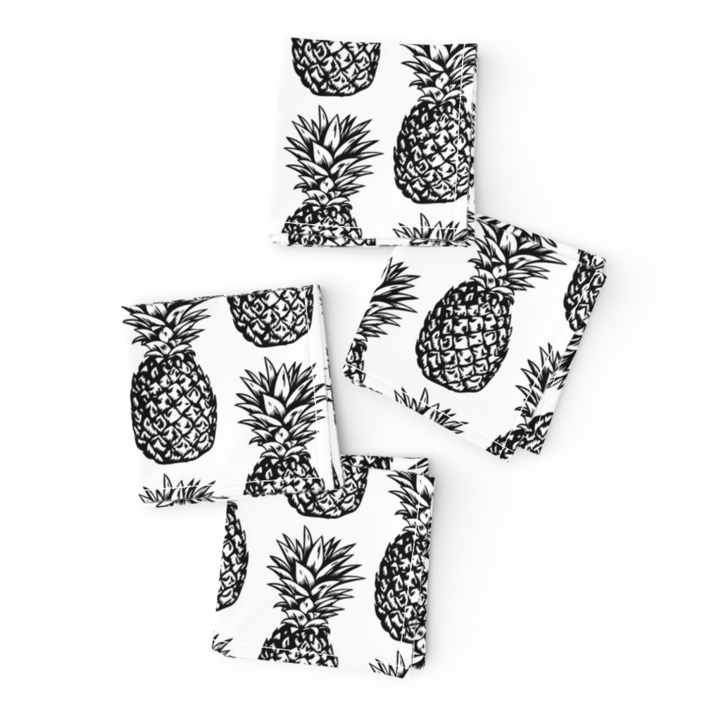 Classic Pineapples / Black on White Background / Large Scale