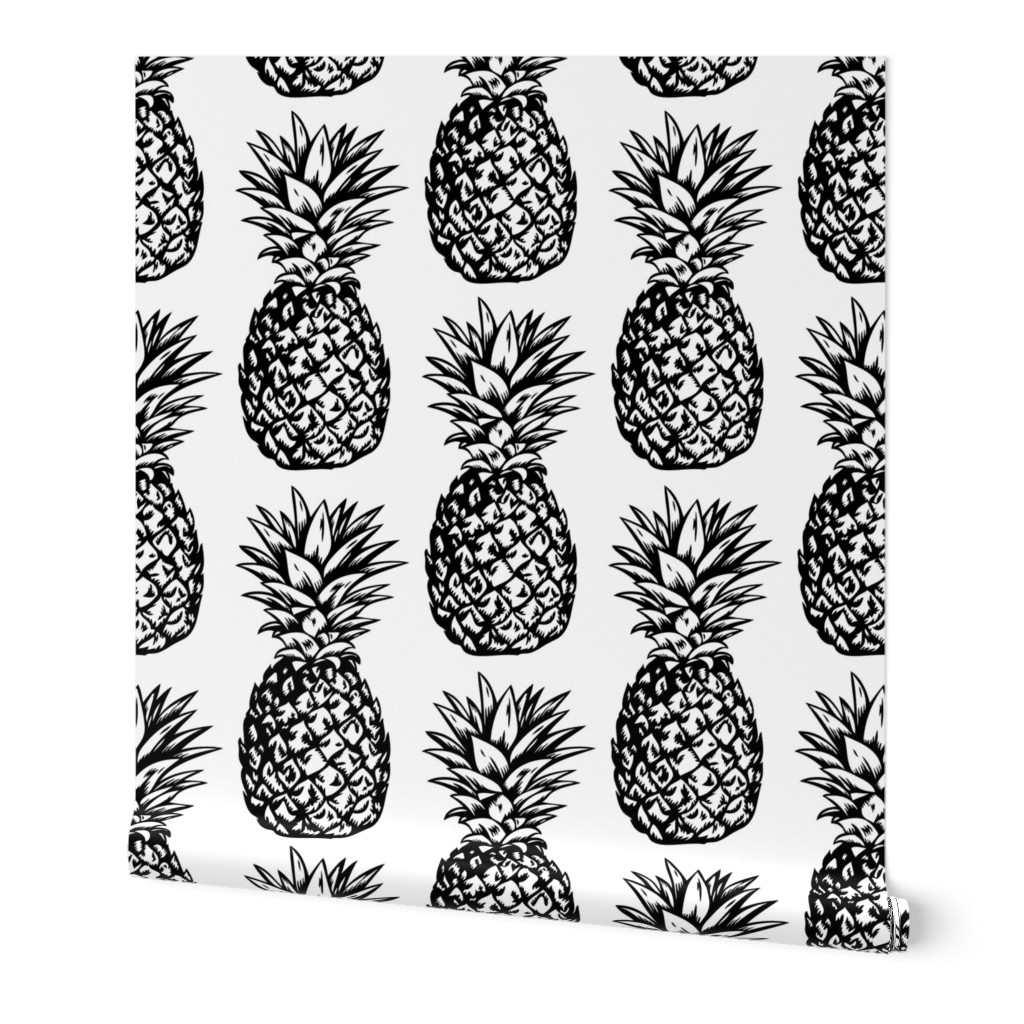 Classic Pineapples / Black on White Background / Large Scale