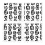 Classic Pineapples / Black on White Background / Large Scale