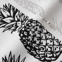 Classic Pineapples / Black on White Background / Large Scale