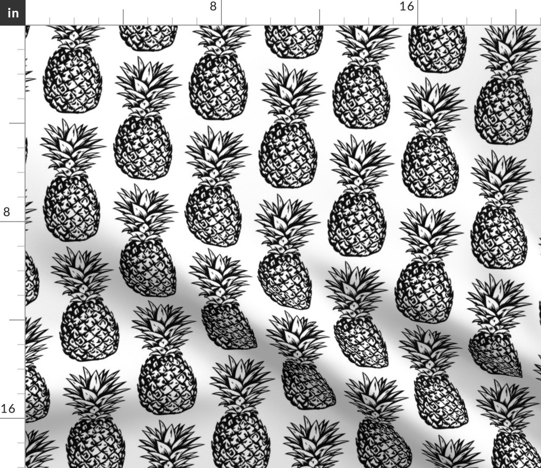 Classic Pineapples / Black on White Background / Large Scale