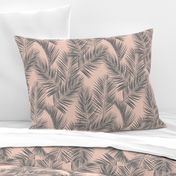 palm leaves - gray on blush, small. silhuettes tropical forest grey gray blush light pink hot summer palm plant tree leaves fabric wallpaper giftwrap