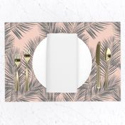 palm leaves - gray on blush, small. silhuettes tropical forest grey gray blush light pink hot summer palm plant tree leaves fabric wallpaper giftwrap