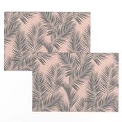 palm leaves - gray on blush, small. silhuettes tropical forest grey gray blush light pink hot summer palm plant tree leaves fabric wallpaper giftwrap