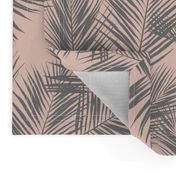 palm leaves - gray on blush, small. silhuettes tropical forest grey gray blush light pink hot summer palm plant tree leaves fabric wallpaper giftwrap