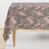 palm leaves - gray on blush, small. silhuettes tropical forest grey gray blush light pink hot summer palm plant tree leaves fabric wallpaper giftwrap