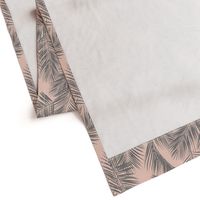 palm leaves - gray on blush, small. silhuettes tropical forest grey gray blush light pink hot summer palm plant tree leaves fabric wallpaper giftwrap