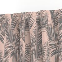 palm leaves - gray on blush, small. silhuettes tropical forest grey gray blush light pink hot summer palm plant tree leaves fabric wallpaper giftwrap