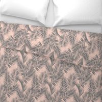 palm leaves - gray on blush, small. silhuettes tropical forest grey gray blush light pink hot summer palm plant tree leaves fabric wallpaper giftwrap