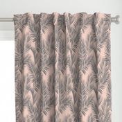 palm leaves - gray on blush, small. silhuettes tropical forest grey gray blush light pink hot summer palm plant tree leaves fabric wallpaper giftwrap