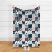 Patchwork Deer - Navy, Coral And Mint - Rotated