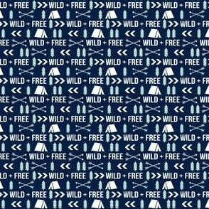 wild and free // outdoors camping print tiny fabric print camping trees arrows fabric
