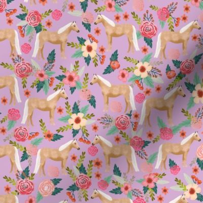 Horse florals fabric - palomino horse fabric cute horse florals fabric design