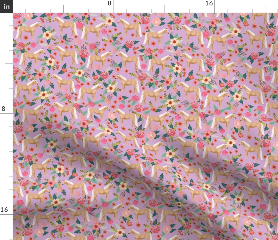 Horse florals fabric - palomino horse fabric cute horse florals fabric design