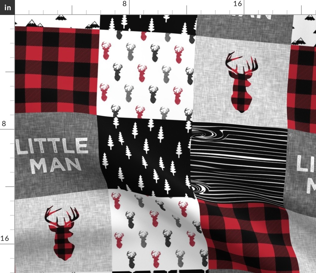 little man patchwork quilt top  || buck buffalo plaid