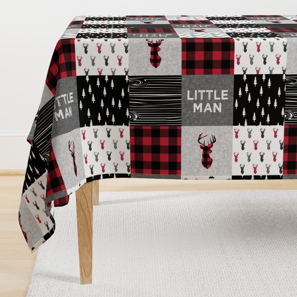 little man patchwork quilt top (90) || buck buffalo plaid