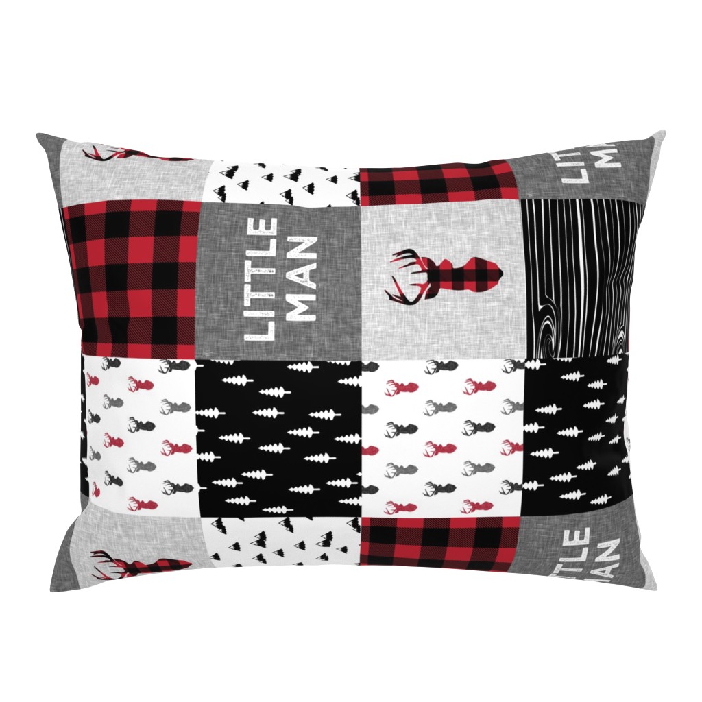 little man patchwork quilt top (90) || buck buffalo plaid