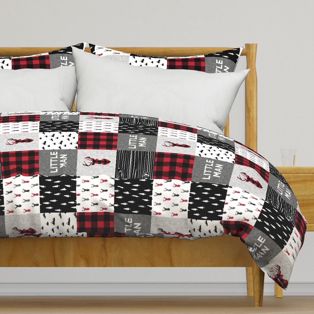 little man patchwork quilt top (90) || buck buffalo plaid