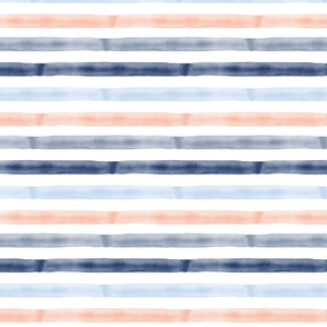 watercolor multi stripe || blues and coral