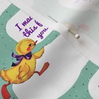Duck with bow quilt label