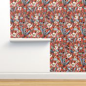 Spring floral in orange and blue