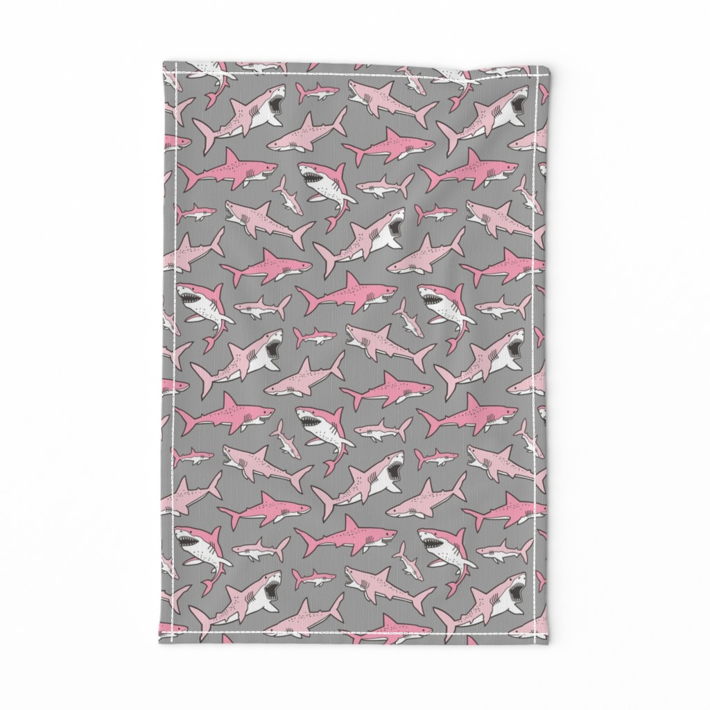 Sharks Shark Pink on Grey