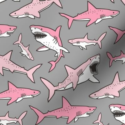 Sharks Shark Pink on Grey