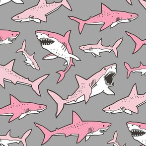 Sharks Shark Pink on Grey